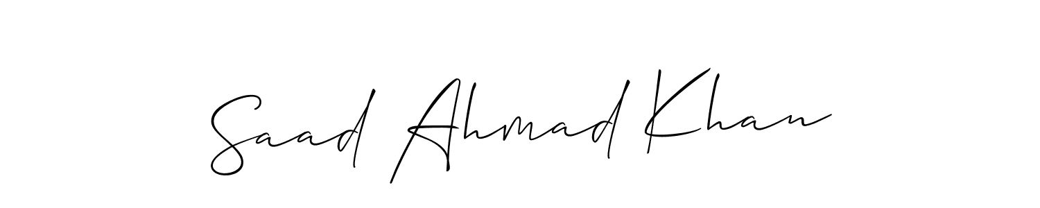 How to make Saad Ahmad Khan name signature. Use Allison_Script style for creating short signs online. This is the latest handwritten sign. Saad Ahmad Khan signature style 2 images and pictures png