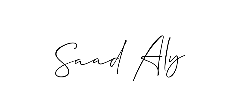 Also You can easily find your signature by using the search form. We will create Saad Aly name handwritten signature images for you free of cost using Allison_Script sign style. Saad Aly signature style 2 images and pictures png
