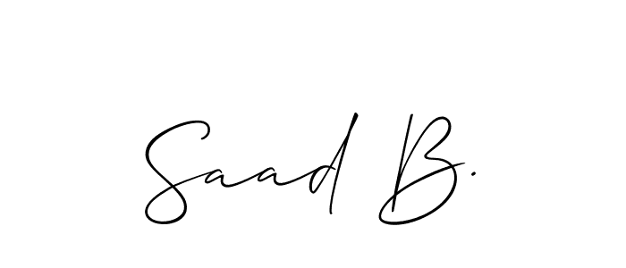 Also You can easily find your signature by using the search form. We will create Saad B. name handwritten signature images for you free of cost using Allison_Script sign style. Saad B. signature style 2 images and pictures png