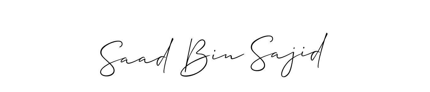 Make a beautiful signature design for name Saad Bin Sajid. With this signature (Allison_Script) style, you can create a handwritten signature for free. Saad Bin Sajid signature style 2 images and pictures png