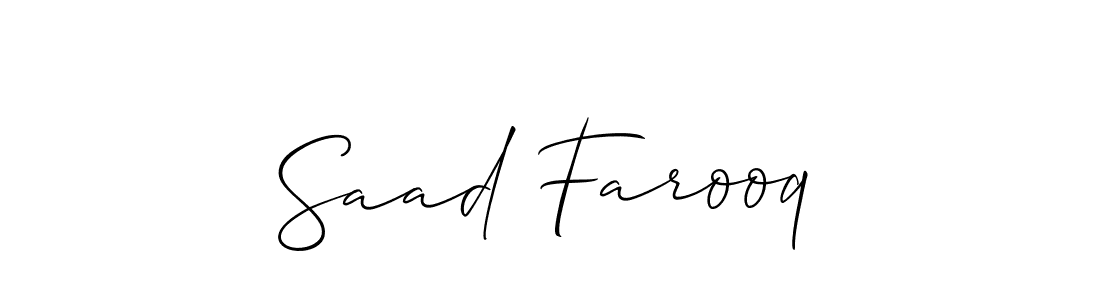 Use a signature maker to create a handwritten signature online. With this signature software, you can design (Allison_Script) your own signature for name Saad Farooq. Saad Farooq signature style 2 images and pictures png