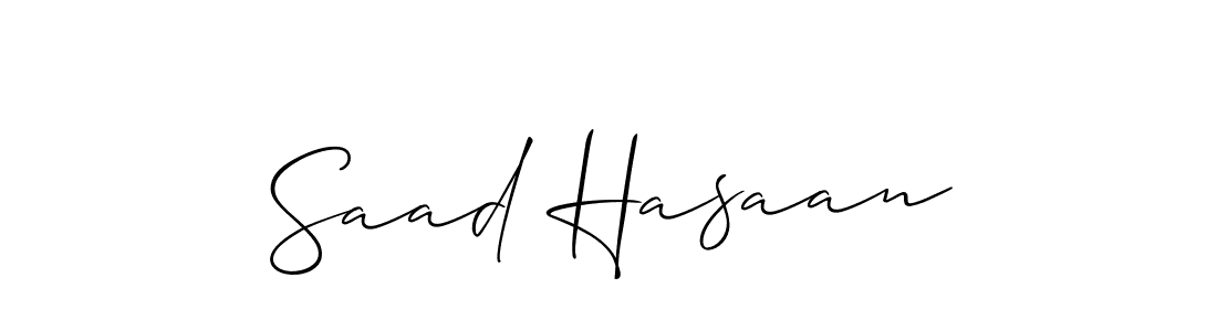 How to make Saad Hasaan name signature. Use Allison_Script style for creating short signs online. This is the latest handwritten sign. Saad Hasaan signature style 2 images and pictures png