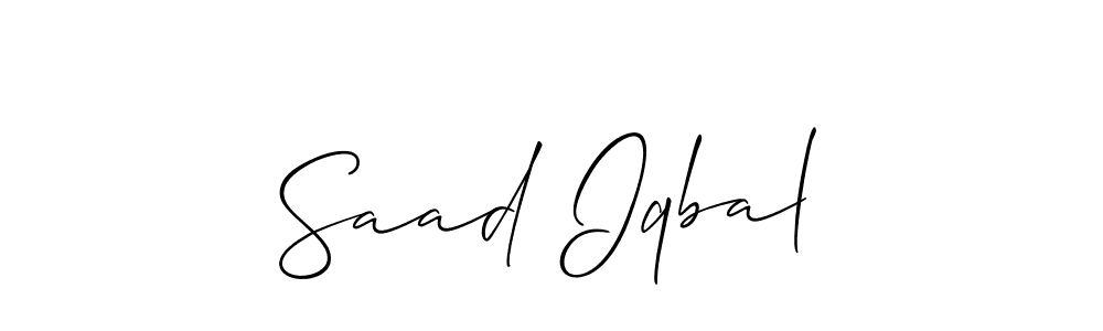 if you are searching for the best signature style for your name Saad Iqbal. so please give up your signature search. here we have designed multiple signature styles  using Allison_Script. Saad Iqbal signature style 2 images and pictures png