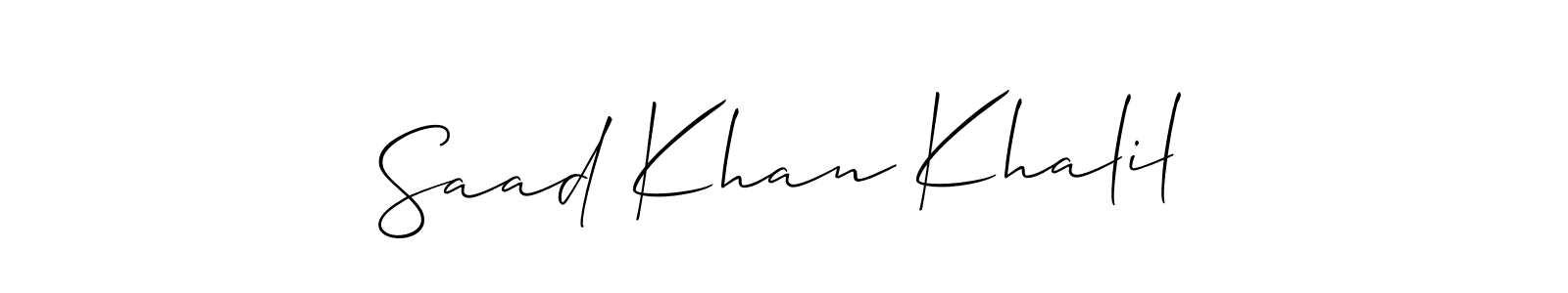 You should practise on your own different ways (Allison_Script) to write your name (Saad Khan Khalil) in signature. don't let someone else do it for you. Saad Khan Khalil signature style 2 images and pictures png