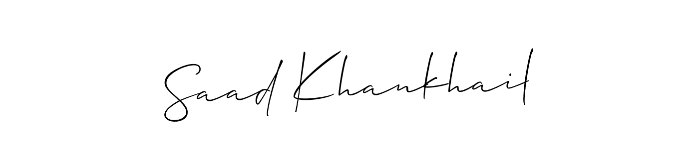 Make a beautiful signature design for name Saad Khankhail. With this signature (Allison_Script) style, you can create a handwritten signature for free. Saad Khankhail signature style 2 images and pictures png