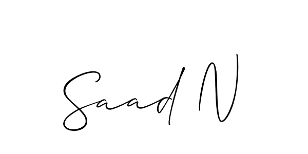 Also You can easily find your signature by using the search form. We will create Saad N name handwritten signature images for you free of cost using Allison_Script sign style. Saad N signature style 2 images and pictures png