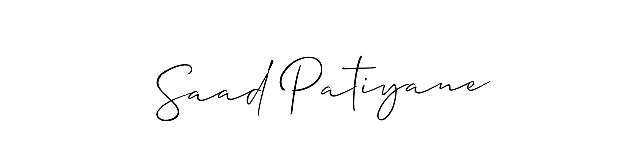 The best way (Allison_Script) to make a short signature is to pick only two or three words in your name. The name Saad Patiyane include a total of six letters. For converting this name. Saad Patiyane signature style 2 images and pictures png