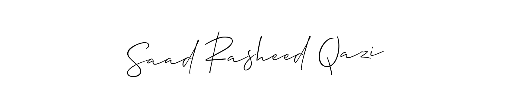 You should practise on your own different ways (Allison_Script) to write your name (Saad Rasheed Qazi) in signature. don't let someone else do it for you. Saad Rasheed Qazi signature style 2 images and pictures png