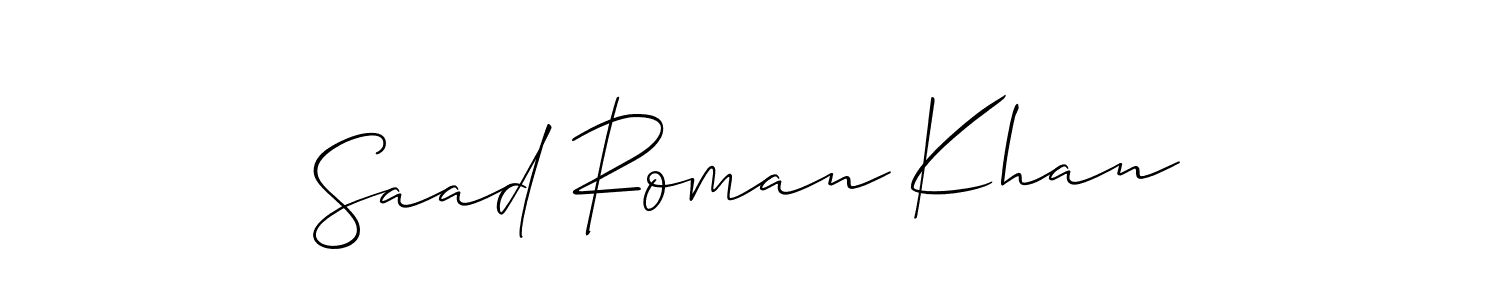 if you are searching for the best signature style for your name Saad Roman Khan. so please give up your signature search. here we have designed multiple signature styles  using Allison_Script. Saad Roman Khan signature style 2 images and pictures png