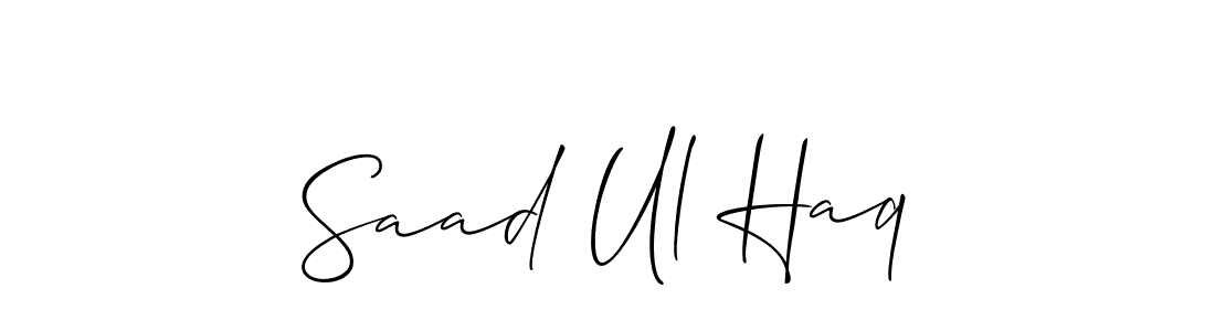 The best way (Allison_Script) to make a short signature is to pick only two or three words in your name. The name Saad Ul Haq include a total of six letters. For converting this name. Saad Ul Haq signature style 2 images and pictures png