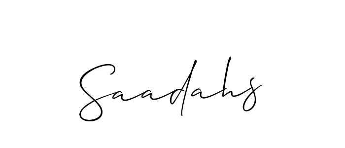 Create a beautiful signature design for name Saadahs. With this signature (Allison_Script) fonts, you can make a handwritten signature for free. Saadahs signature style 2 images and pictures png