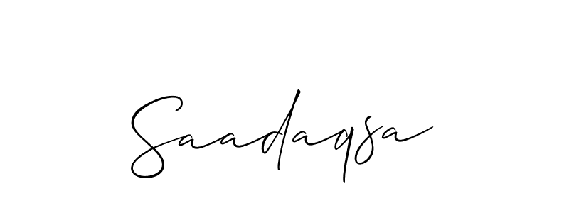 Similarly Allison_Script is the best handwritten signature design. Signature creator online .You can use it as an online autograph creator for name Saadaqsa. Saadaqsa signature style 2 images and pictures png