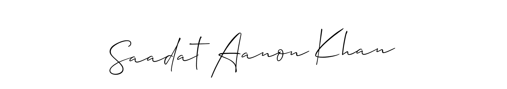 How to Draw Saadat Aanon Khan signature style? Allison_Script is a latest design signature styles for name Saadat Aanon Khan. Saadat Aanon Khan signature style 2 images and pictures png
