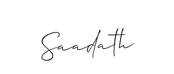Use a signature maker to create a handwritten signature online. With this signature software, you can design (Allison_Script) your own signature for name Saadath. Saadath signature style 2 images and pictures png
