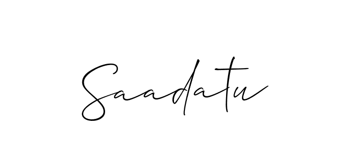 Design your own signature with our free online signature maker. With this signature software, you can create a handwritten (Allison_Script) signature for name Saadatu. Saadatu signature style 2 images and pictures png