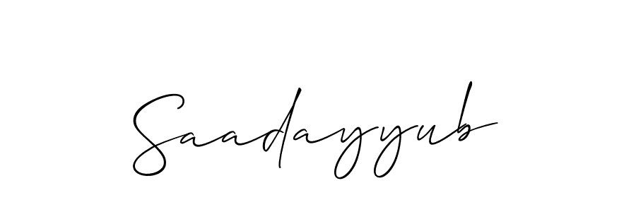 How to make Saadayyub signature? Allison_Script is a professional autograph style. Create handwritten signature for Saadayyub name. Saadayyub signature style 2 images and pictures png