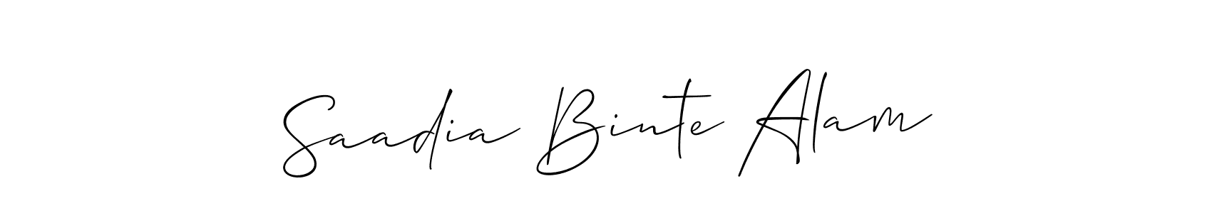 Also You can easily find your signature by using the search form. We will create Saadia Binte Alam name handwritten signature images for you free of cost using Allison_Script sign style. Saadia Binte Alam signature style 2 images and pictures png