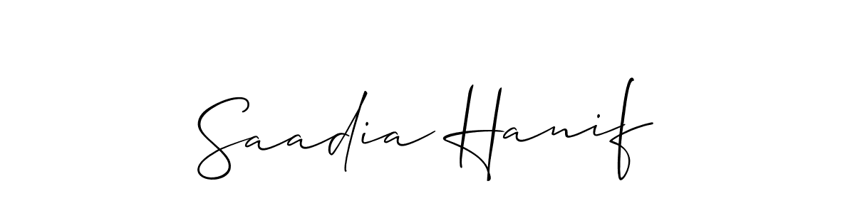 Allison_Script is a professional signature style that is perfect for those who want to add a touch of class to their signature. It is also a great choice for those who want to make their signature more unique. Get Saadia Hanif name to fancy signature for free. Saadia Hanif signature style 2 images and pictures png