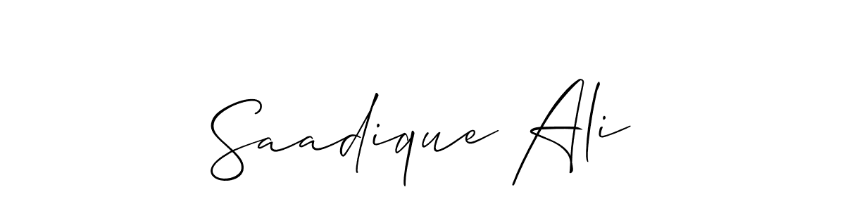 How to make Saadique Ali name signature. Use Allison_Script style for creating short signs online. This is the latest handwritten sign. Saadique Ali signature style 2 images and pictures png