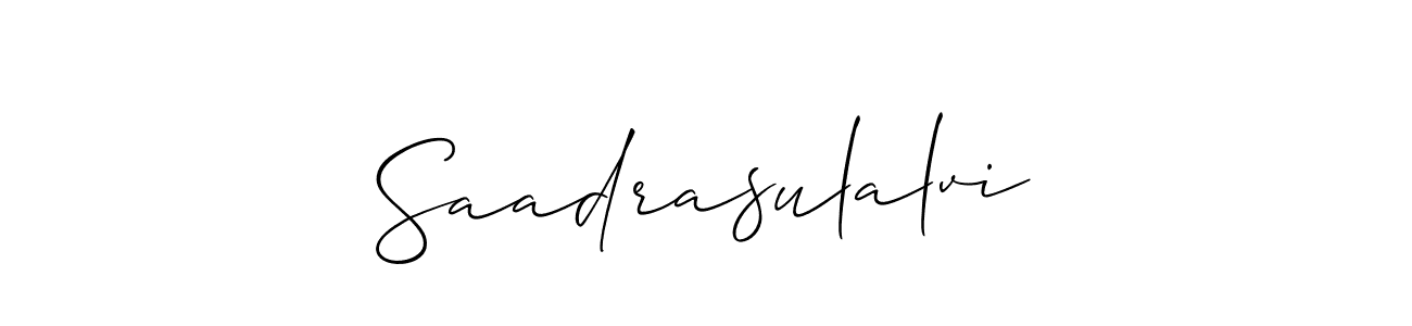Also You can easily find your signature by using the search form. We will create Saadrasulalvi name handwritten signature images for you free of cost using Allison_Script sign style. Saadrasulalvi signature style 2 images and pictures png