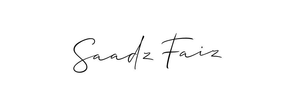 Also You can easily find your signature by using the search form. We will create Saadz Faiz name handwritten signature images for you free of cost using Allison_Script sign style. Saadz Faiz signature style 2 images and pictures png