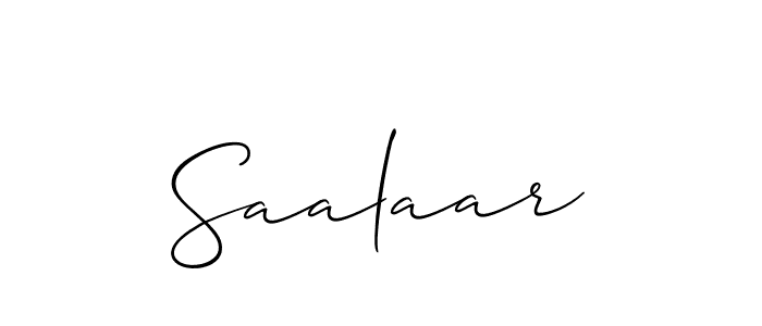 Design your own signature with our free online signature maker. With this signature software, you can create a handwritten (Allison_Script) signature for name Saalaar. Saalaar signature style 2 images and pictures png