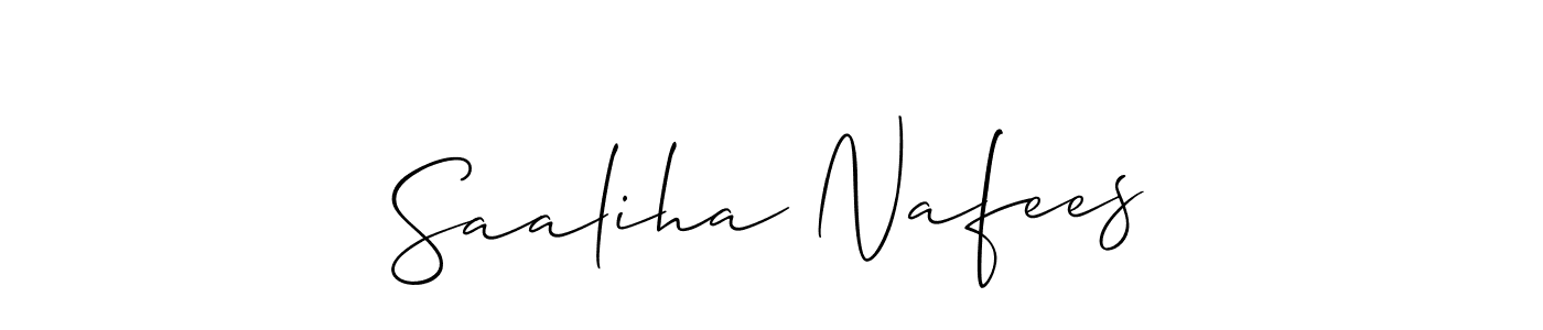 How to make Saaliha Nafees signature? Allison_Script is a professional autograph style. Create handwritten signature for Saaliha Nafees name. Saaliha Nafees signature style 2 images and pictures png