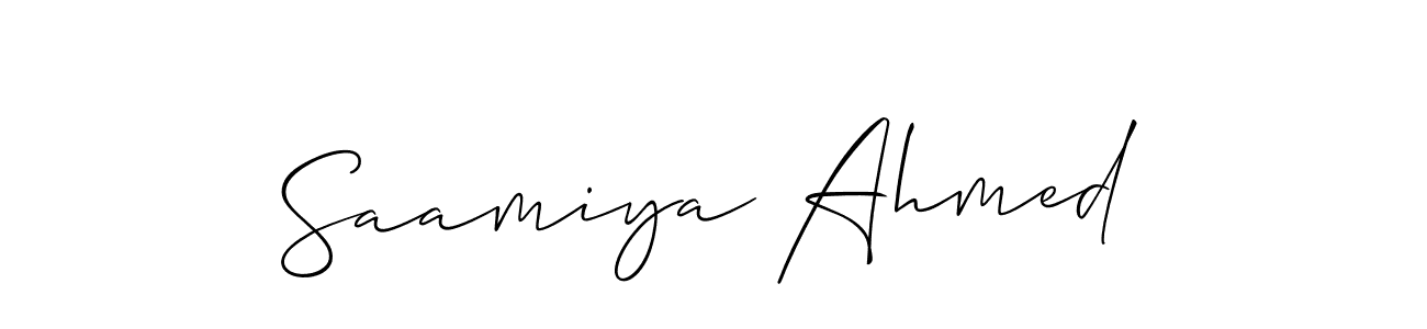 if you are searching for the best signature style for your name Saamiya Ahmed. so please give up your signature search. here we have designed multiple signature styles  using Allison_Script. Saamiya Ahmed signature style 2 images and pictures png