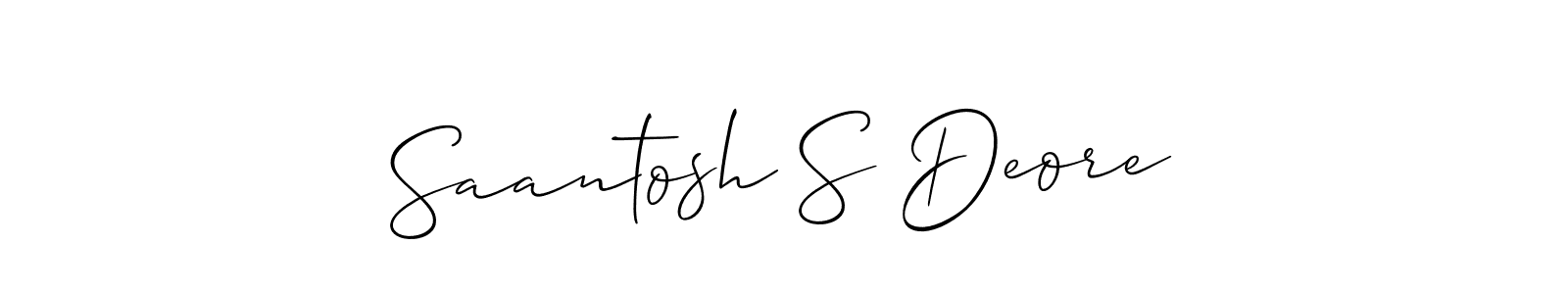 Similarly Allison_Script is the best handwritten signature design. Signature creator online .You can use it as an online autograph creator for name Saantosh S Deore. Saantosh S Deore signature style 2 images and pictures png