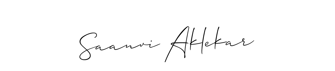 Make a beautiful signature design for name Saanvi Aklekar. With this signature (Allison_Script) style, you can create a handwritten signature for free. Saanvi Aklekar signature style 2 images and pictures png