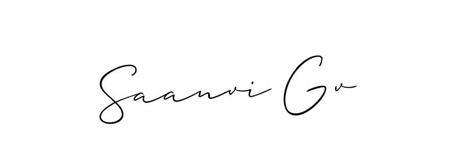 Use a signature maker to create a handwritten signature online. With this signature software, you can design (Allison_Script) your own signature for name Saanvi Gv. Saanvi Gv signature style 2 images and pictures png