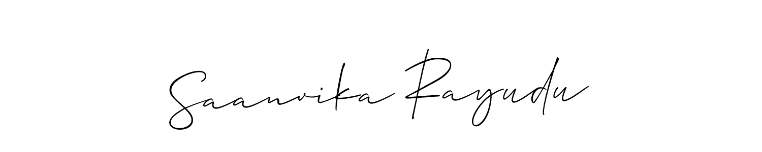 How to make Saanvika Rayudu name signature. Use Allison_Script style for creating short signs online. This is the latest handwritten sign. Saanvika Rayudu signature style 2 images and pictures png
