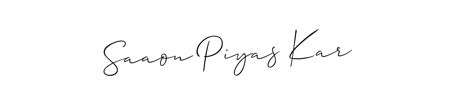 You should practise on your own different ways (Allison_Script) to write your name (Saaon Piyas Kar) in signature. don't let someone else do it for you. Saaon Piyas Kar signature style 2 images and pictures png
