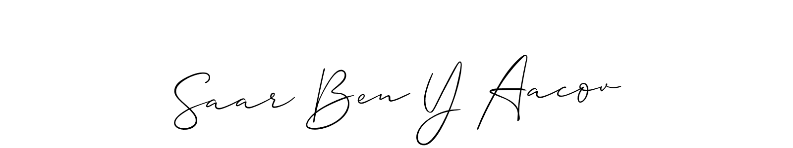 This is the best signature style for the Saar Ben Y Aacov name. Also you like these signature font (Allison_Script). Mix name signature. Saar Ben Y Aacov signature style 2 images and pictures png