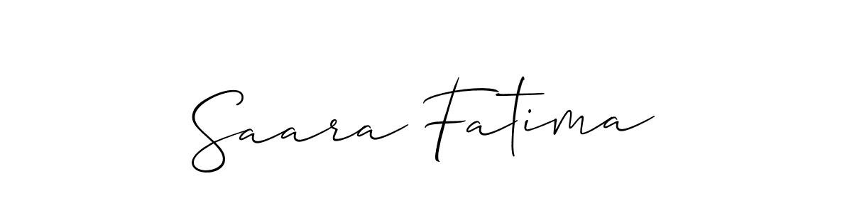 Make a beautiful signature design for name Saara Fatima. With this signature (Allison_Script) style, you can create a handwritten signature for free. Saara Fatima signature style 2 images and pictures png