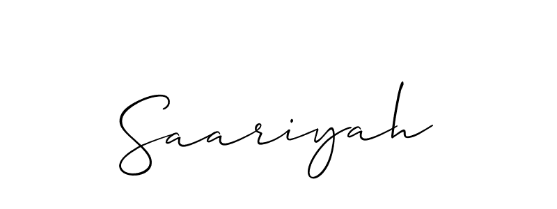 Also You can easily find your signature by using the search form. We will create Saariyah name handwritten signature images for you free of cost using Allison_Script sign style. Saariyah signature style 2 images and pictures png