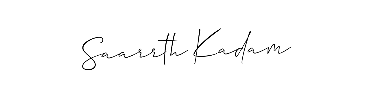 You should practise on your own different ways (Allison_Script) to write your name (Saarrth Kadam) in signature. don't let someone else do it for you. Saarrth Kadam signature style 2 images and pictures png