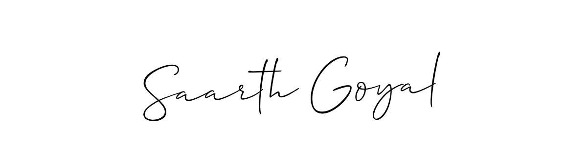 Create a beautiful signature design for name Saarth Goyal. With this signature (Allison_Script) fonts, you can make a handwritten signature for free. Saarth Goyal signature style 2 images and pictures png