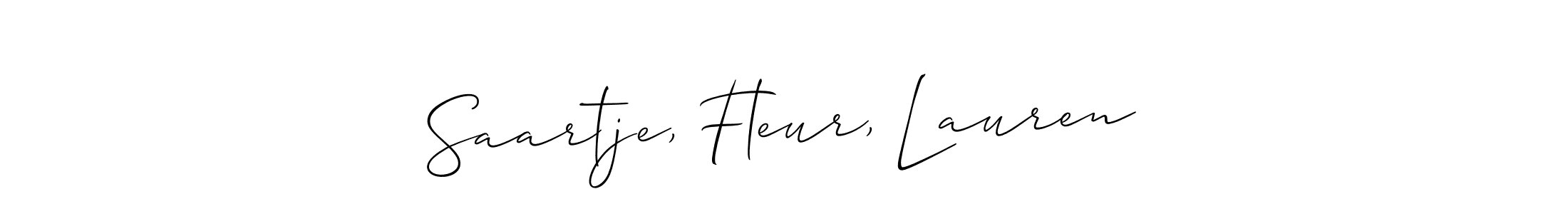 Design your own signature with our free online signature maker. With this signature software, you can create a handwritten (Allison_Script) signature for name Saartje, Fleur, Lauren. Saartje, Fleur, Lauren signature style 2 images and pictures png