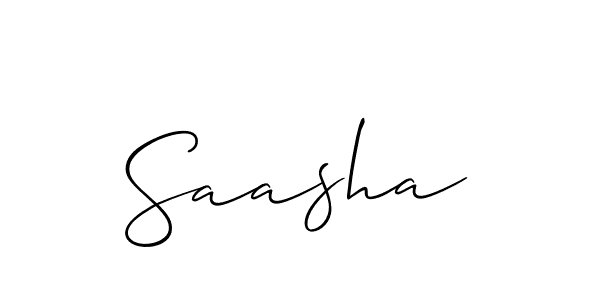 The best way (Allison_Script) to make a short signature is to pick only two or three words in your name. The name Saasha include a total of six letters. For converting this name. Saasha signature style 2 images and pictures png