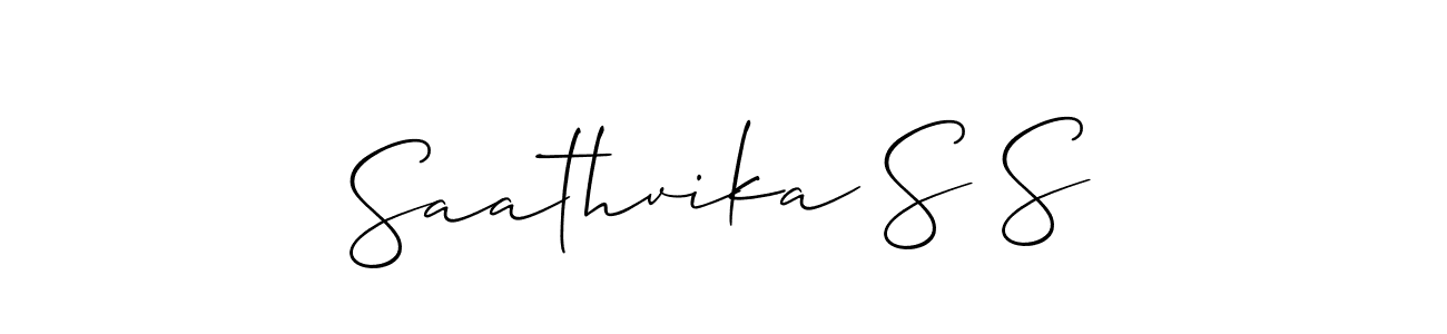 Also You can easily find your signature by using the search form. We will create Saathvika S S name handwritten signature images for you free of cost using Allison_Script sign style. Saathvika S S signature style 2 images and pictures png