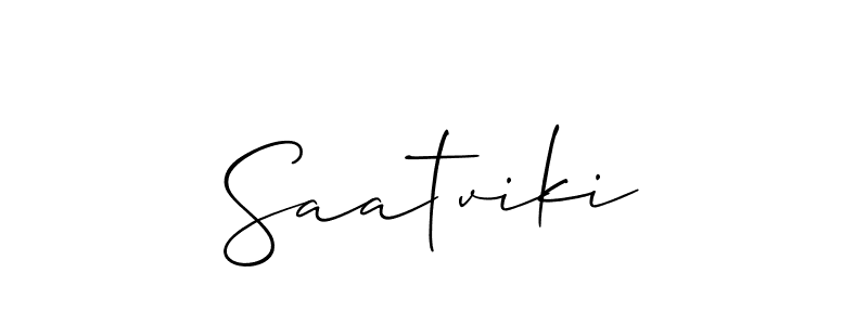 The best way (Allison_Script) to make a short signature is to pick only two or three words in your name. The name Saatviki include a total of six letters. For converting this name. Saatviki signature style 2 images and pictures png