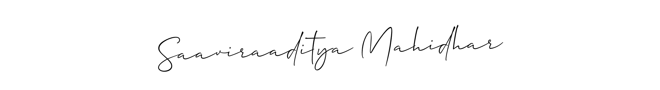 Use a signature maker to create a handwritten signature online. With this signature software, you can design (Allison_Script) your own signature for name Saaviraaditya Mahidhar. Saaviraaditya Mahidhar signature style 2 images and pictures png