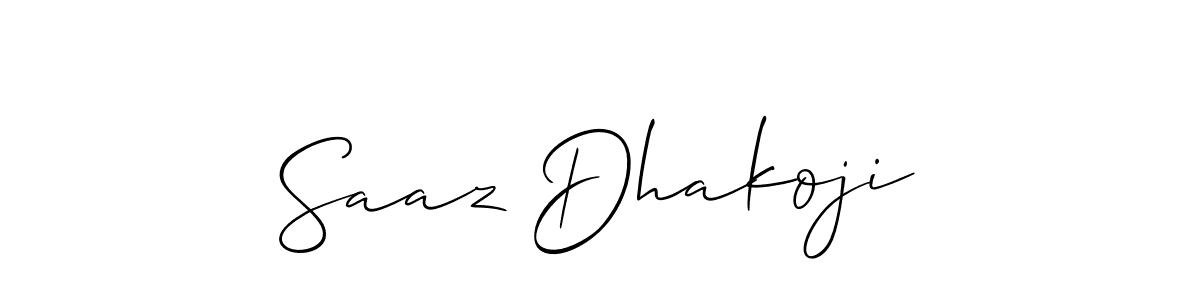 Also You can easily find your signature by using the search form. We will create Saaz Dhakoji name handwritten signature images for you free of cost using Allison_Script sign style. Saaz Dhakoji signature style 2 images and pictures png
