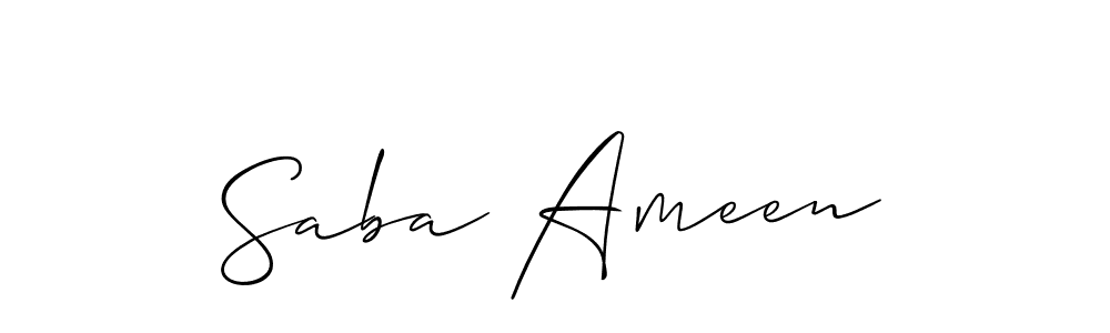 Create a beautiful signature design for name Saba Ameen. With this signature (Allison_Script) fonts, you can make a handwritten signature for free. Saba Ameen signature style 2 images and pictures png