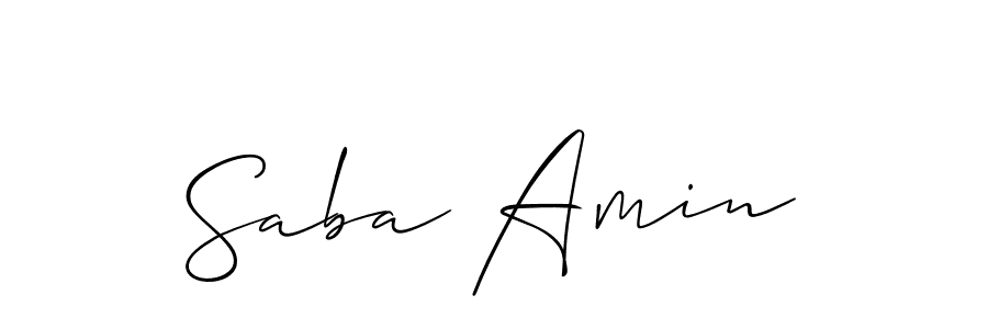 The best way (Allison_Script) to make a short signature is to pick only two or three words in your name. The name Saba Amin include a total of six letters. For converting this name. Saba Amin signature style 2 images and pictures png