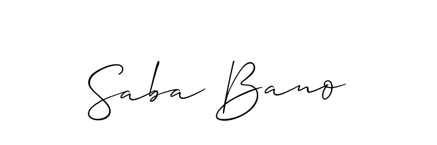 Make a beautiful signature design for name Saba Bano. With this signature (Allison_Script) style, you can create a handwritten signature for free. Saba Bano signature style 2 images and pictures png