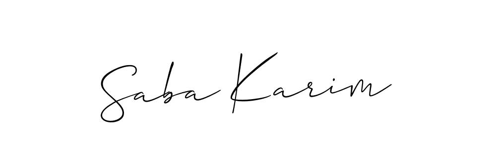 Use a signature maker to create a handwritten signature online. With this signature software, you can design (Allison_Script) your own signature for name Saba Karim. Saba Karim signature style 2 images and pictures png