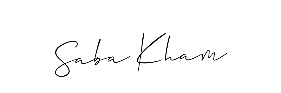 Make a beautiful signature design for name Saba Kham. With this signature (Allison_Script) style, you can create a handwritten signature for free. Saba Kham signature style 2 images and pictures png