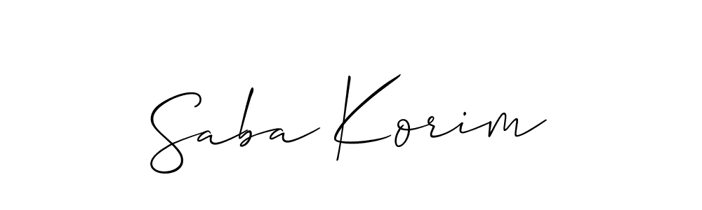 Design your own signature with our free online signature maker. With this signature software, you can create a handwritten (Allison_Script) signature for name Saba Korim. Saba Korim signature style 2 images and pictures png